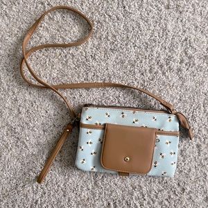 Cute light blue Bee Crossbody bag